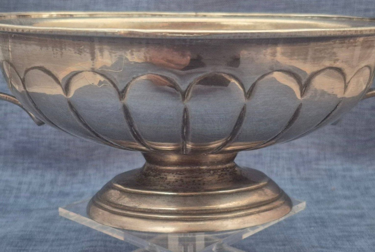 Antike versilberte Fußschale Henkelschale Reliefdekor Jugendstil Obstschale