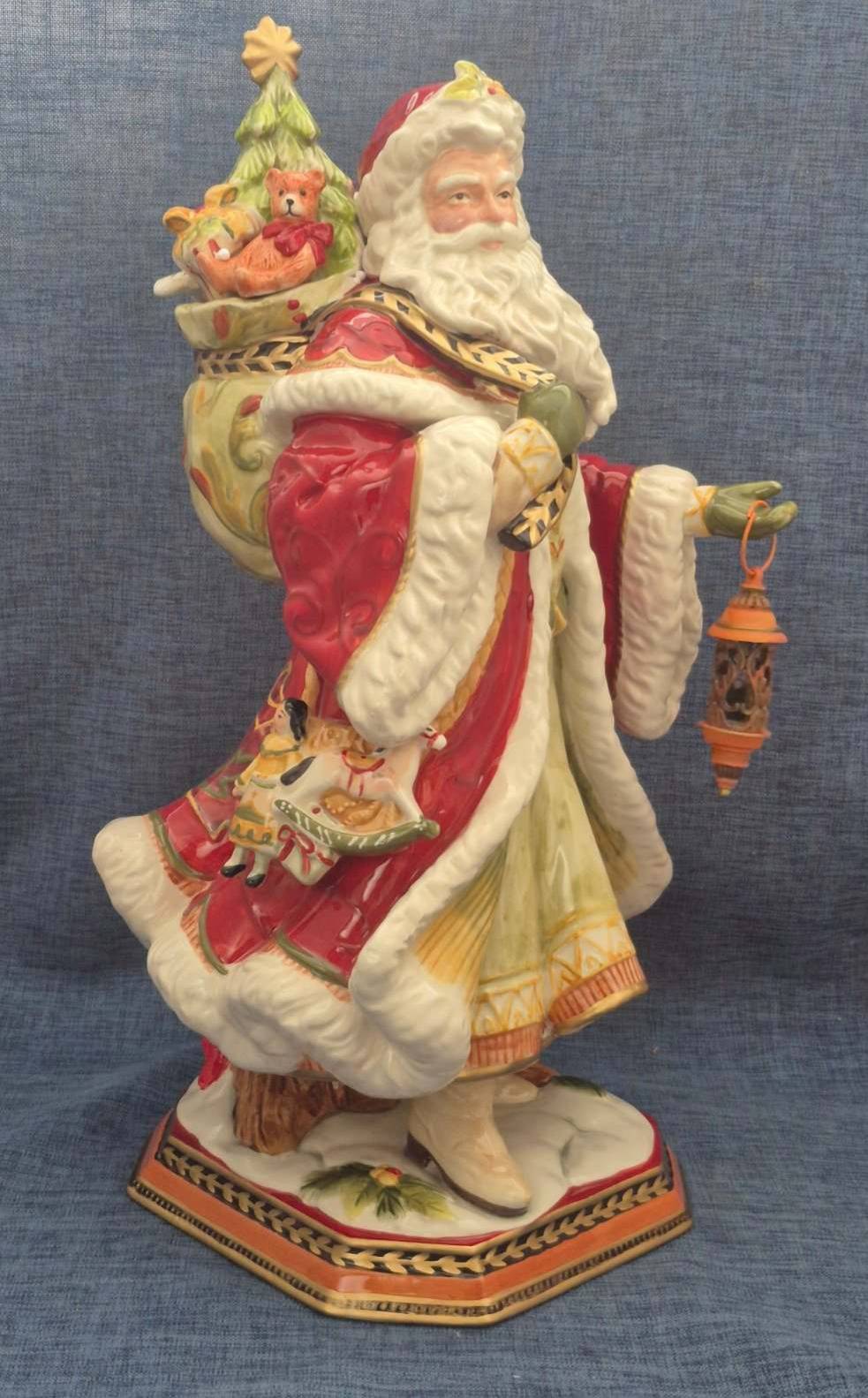 Fitz and Floyd Damask Holiday Weihnachtsmann Figur Porzellan groß Santa