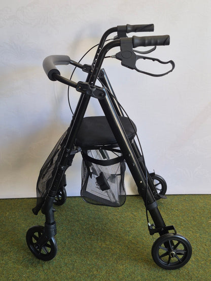 Mobility Plus+ Rollator 4-Rad faltbar Sitz Einkaufstasche Handbremse schwarz neu