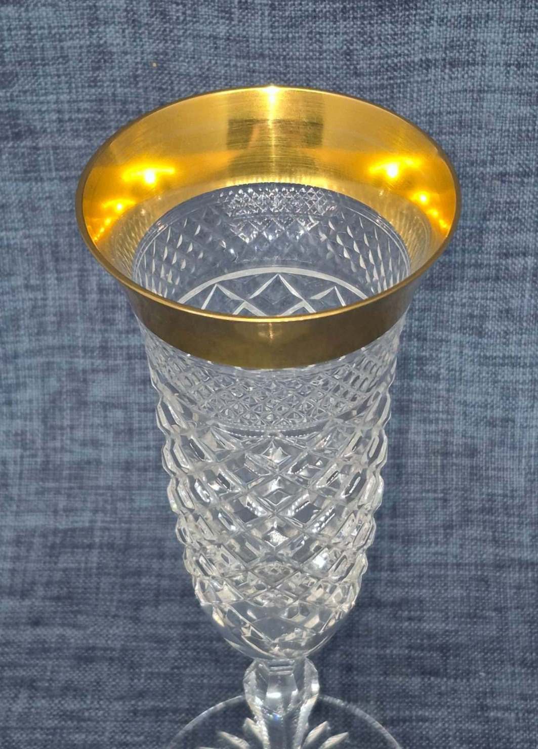 Josephinenhütte - Design: Ernestine - Sektflöte - Kristallglas - 24 Karat