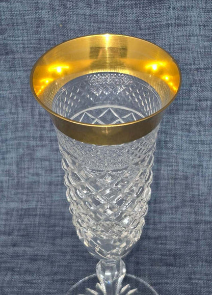 Josephinenhütte - Design: Ernestine - Sektflöte - Kristallglas - 24 Karat