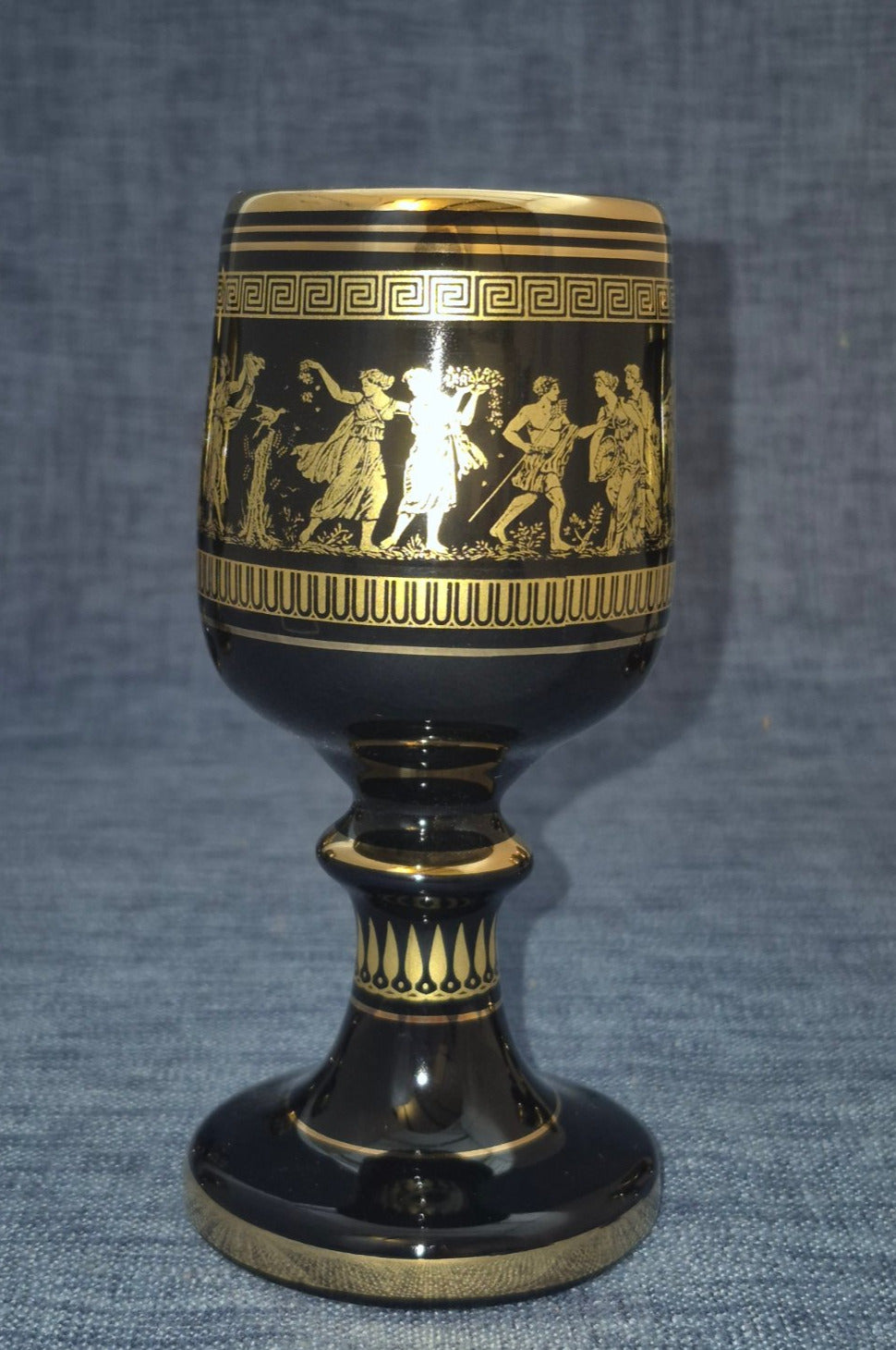 6x Kelchglas schwarz 24K Gold Antik Griechisch Handmade Greece Mythologie Set