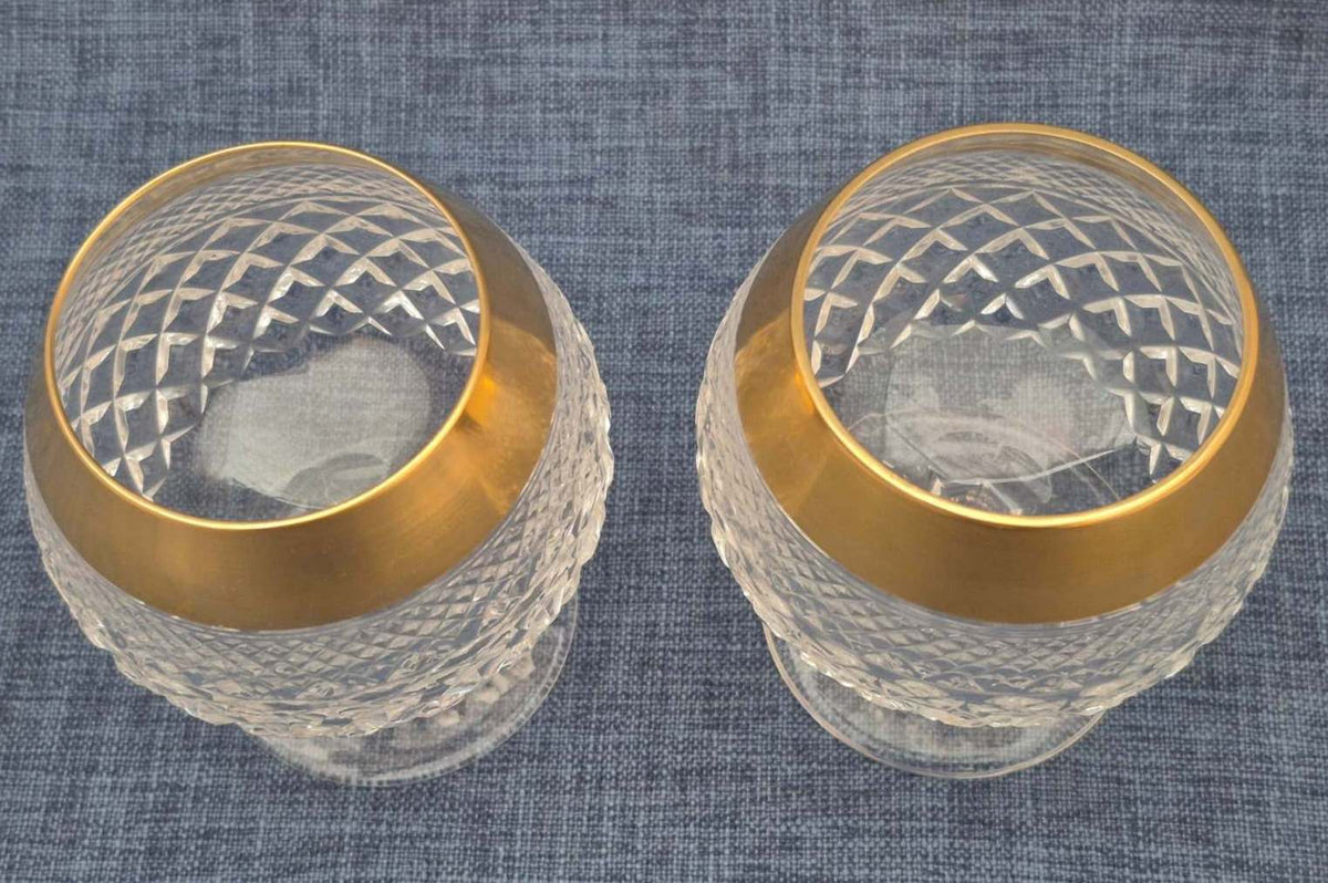 Josephinen Hütte - 2 Kristallglas Cognacschwenker - 24 Karat Golddekor