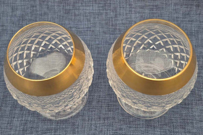 Josephinen Hütte - 2 Kristallglas Cognacschwenker - 24 Karat Golddekor
