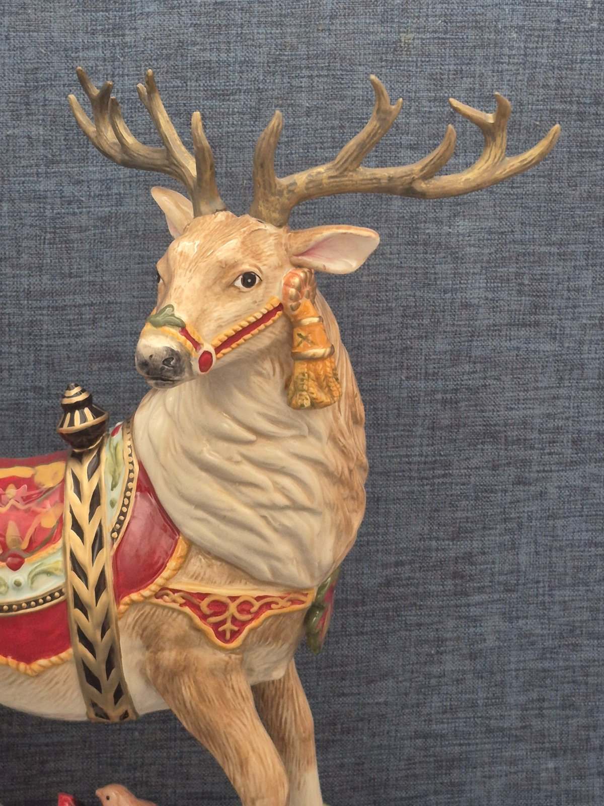 Fitz and Floyd Damask Holiday Hirsch Figur Weihnachten groß Keramik