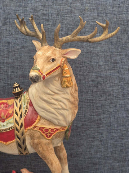 Fitz and Floyd Damask Holiday Hirsch Figur Weihnachten groß Keramik