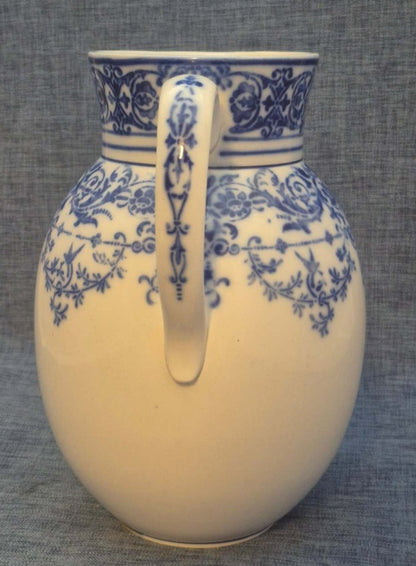 Villeroy & Boch Antiker Keramik Krug Blau-Weiß Floral Jugendstil Wasserkrug