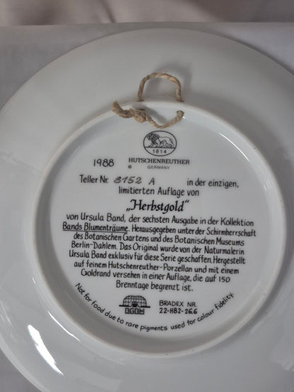 Hutschenreuther Sammelteller Herbstgold Ursula Band 1988 Limitiert Goldrand