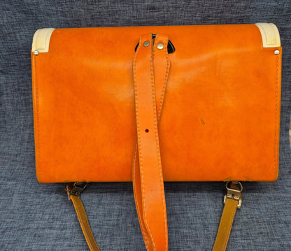 Vintage Schulranzen Walt Disney Robin Hood 70er Leder orange Rarität Sammler