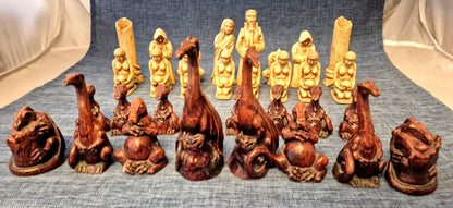 Schachfiguren Set Fantasy Mittelalter Kunstharz Figuren Dämonen Mönche 32 tlg