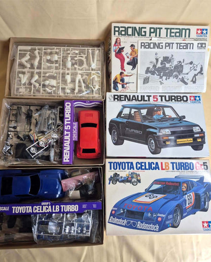 Tamiya 3x Modellbausatz - Renault 5 Turbo - Toyota Celica - Racing Pit Team 1:24