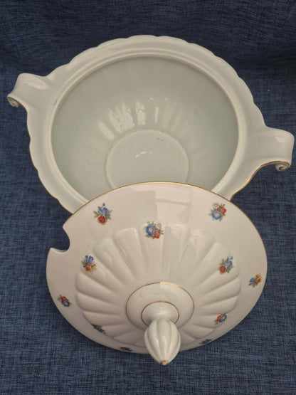 Thomas Bavaria xxl Suppenterrine Porzellan Blumendekor Goldrand 1950/60er