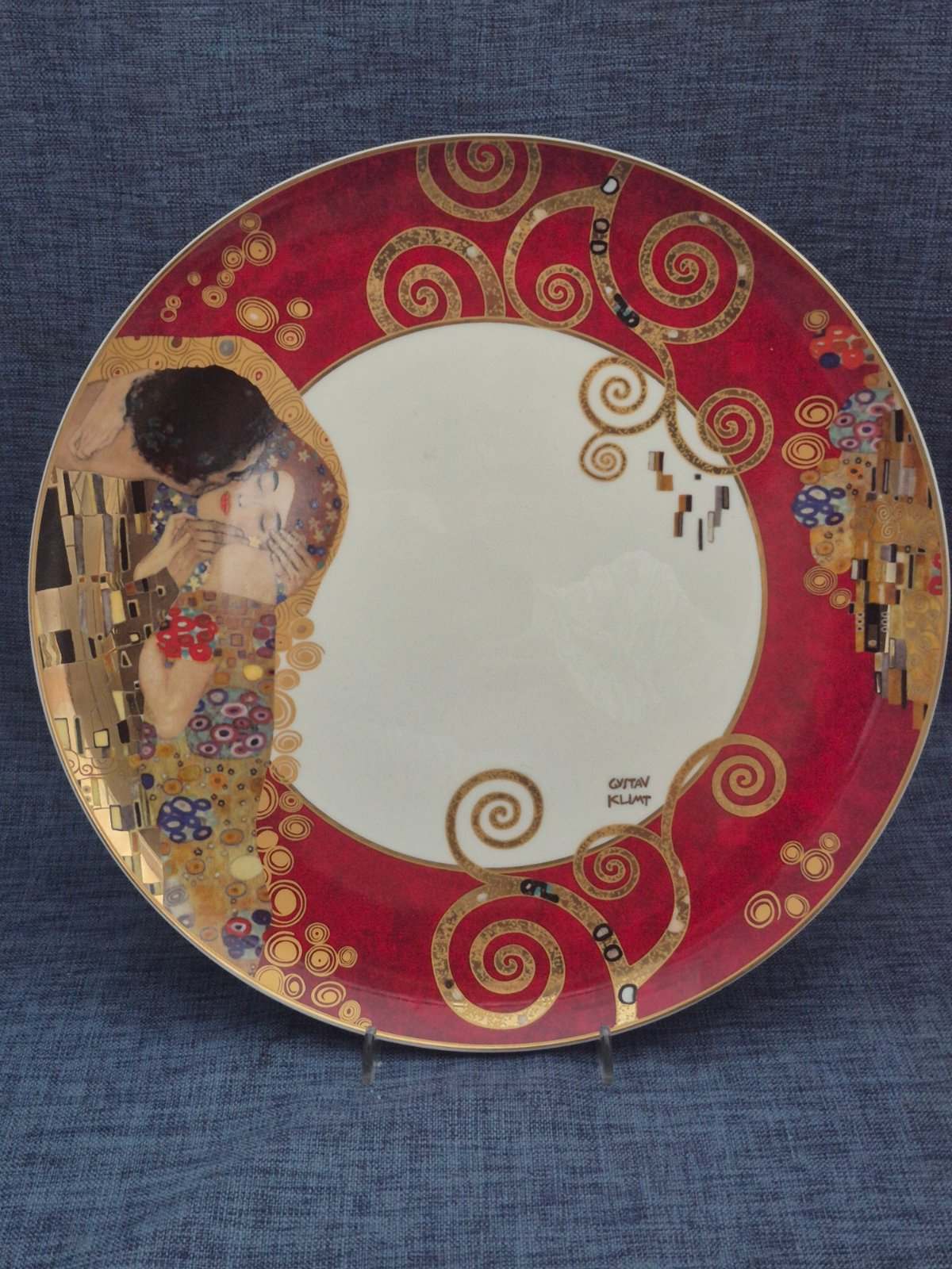 Goebel Artis Orbis Gustav Klimt Der Kuss Porzellan Teller Set 2tlg rot Gold