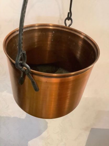 Kupfer Kessel Hängetopf mit Schmiedeeisen Bügel Vintage Landhaus Deko