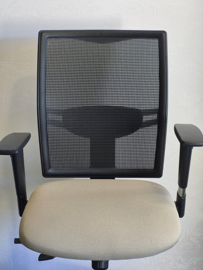 Bejot Bürostuhl Netzrücken Drehstuhl Chefsessel Stoff beige höhenverstellbar