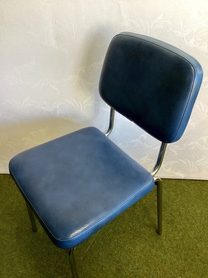 Mayer Vintage Stuhl Chrom Kunstleder Blau Küchenstuhl Retro 60er 70er