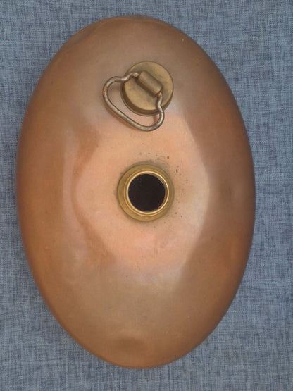 Wärmflasche Kupfer oval Messing Verschluss Bettflasche Bettwärmer alt