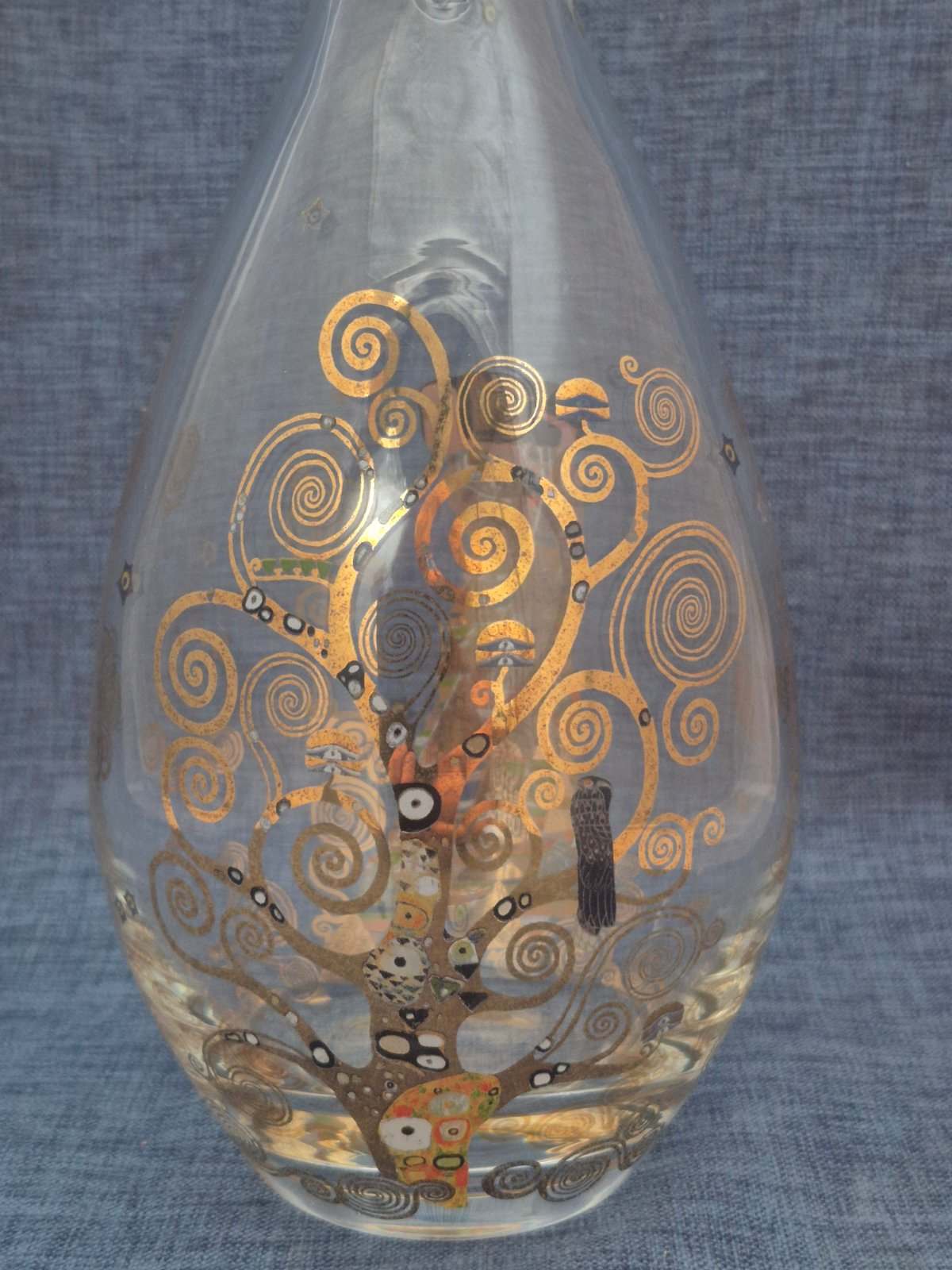 Goebel Artis Orbis Glas Karaffe Gustav Klimt Lebensbaum Erwartung Stöpsel 37 cm
