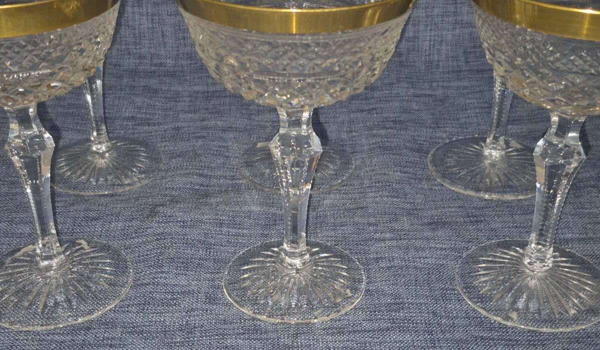 Josephinenhütte, Serie:Ernestine; 6 Champagner- Sektschalen, 24 Karat Gold