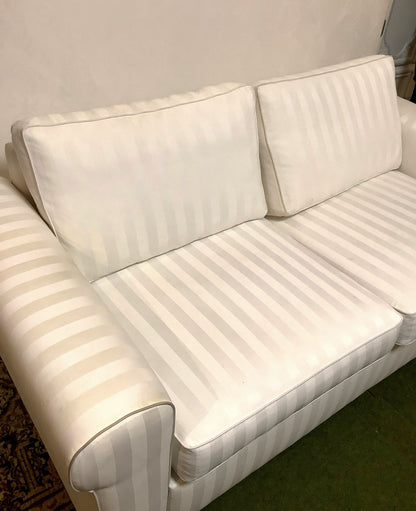 Elegantes 3-Sitzer Sofa Weiß Streifen Stoffsofa Couch Wohnzimmer klassisch