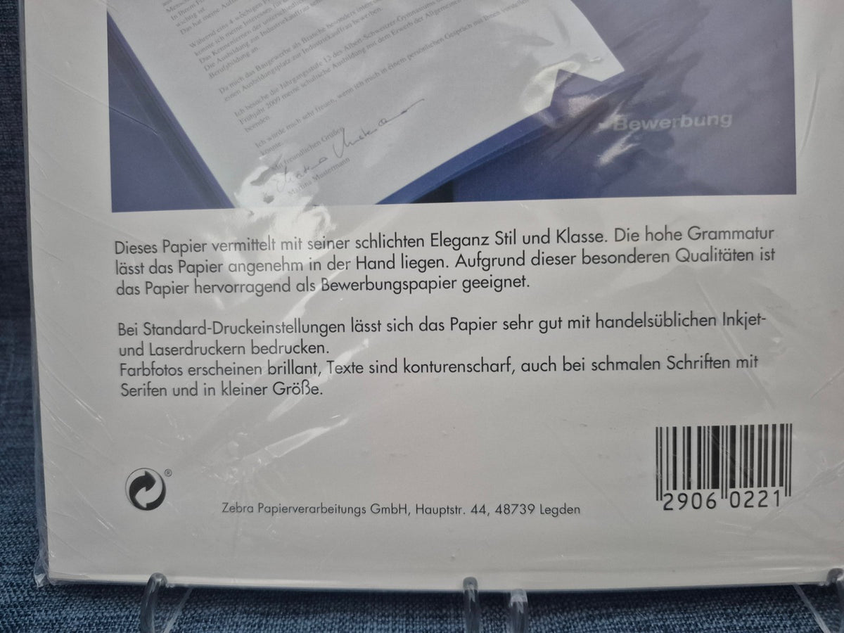 Zebra Leinenpapier Bewerbungspapier 120g/qm 60 Blatt je Pack 3x OVP