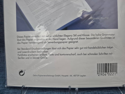 Zebra Leinenpapier Bewerbungspapier 120g/qm 60 Blatt je Pack 3x OVP