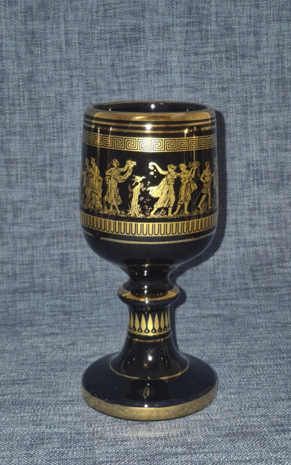 6x Kelchglas schwarz 24K Gold Antik Griechisch Handmade Greece Mythologie Set