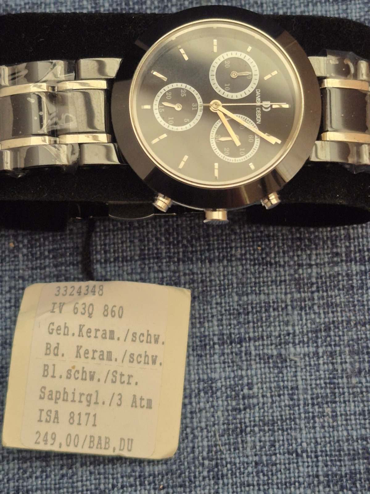 Danish Design IV63Q860 Chronograph Keramik Stahl Herrenuhr schwarz OVP