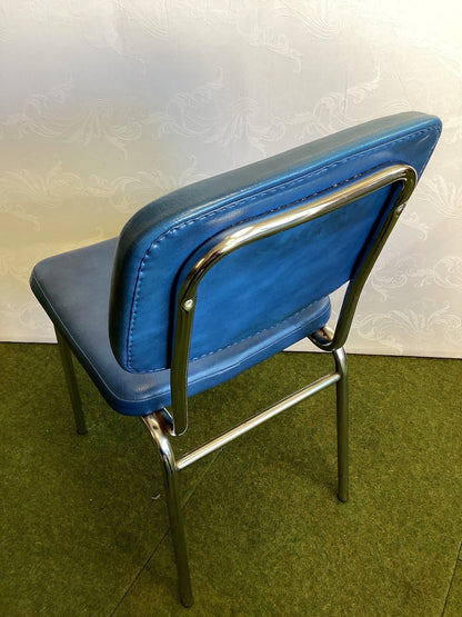 Mayer Vintage Stuhl Chrom Kunstleder Blau Küchenstuhl Retro 60er 70er