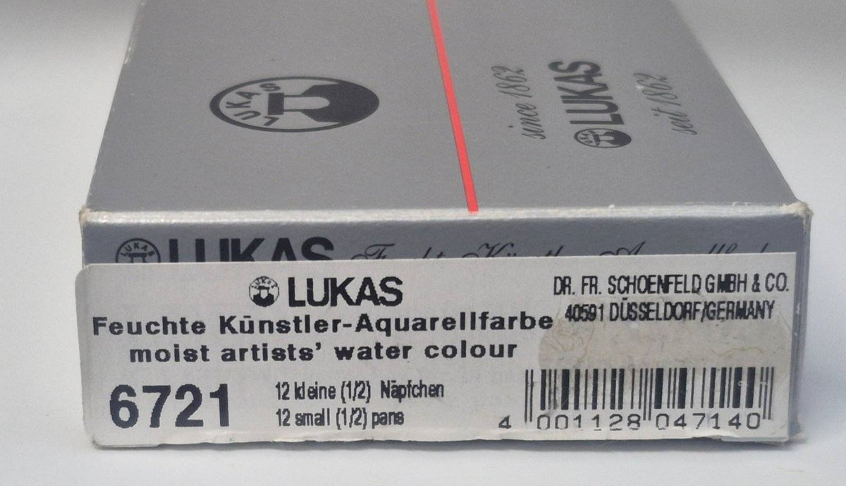 LUKAS Feuchte Künstler-Aquarellfarbe Set 12 Näpfchen Nr. 6721 Metallkasten OVP