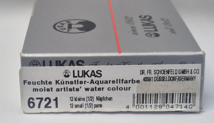 LUKAS Feuchte Künstler-Aquarellfarbe Set 12 Näpfchen Nr. 6721 Metallkasten OVP