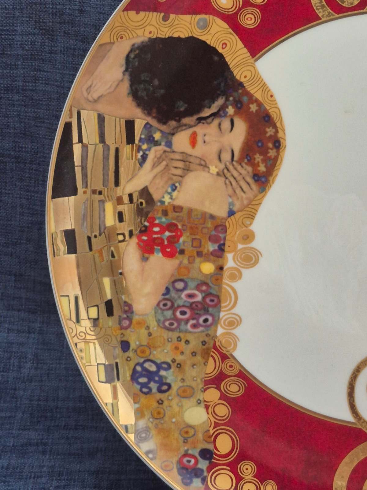 Goebel Artis Orbis Gustav Klimt Der Kuss Porzellan Teller Set 2tlg rot Gold