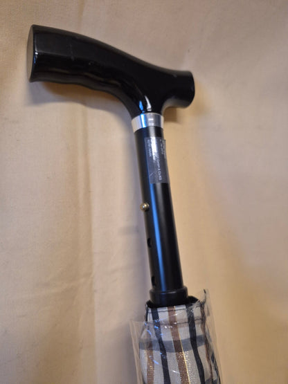 Weinberger Gehstock Regenschirm 2in1 Schirmstock Karomuster Mod. 640