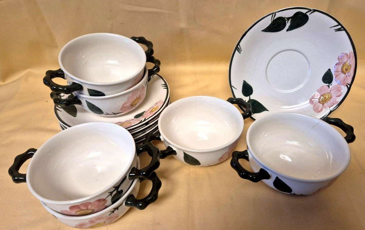 Villeroy & Boch - Wild-Rose - 6x Suppentasse mit Untertasse -Handmalerei Germany