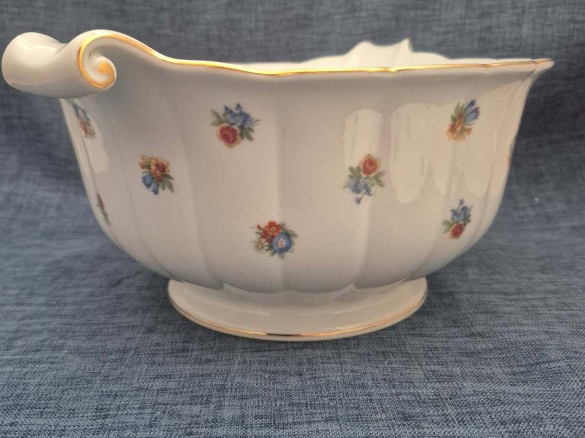 Thomas Bavaria xxl Suppenterrine Porzellan Blumendekor Goldrand 1950/60er