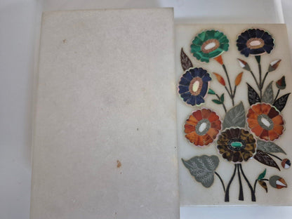 Marble Emporium Marmor Box Pietra Dura Edelstein Intarsien Blumen Indien Agra