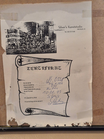 Silvis abstraktes Ölgemälde 70x100cm Karton 1993 signiert Zertifikat Berlin