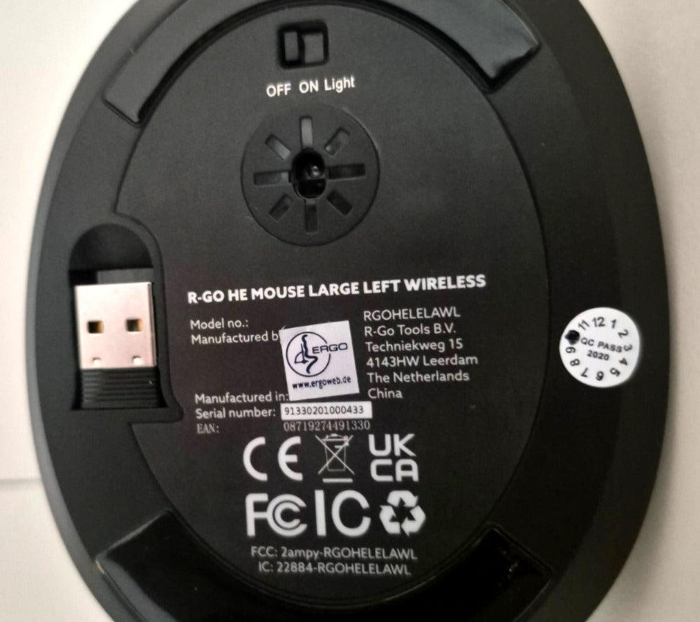 R-Go HE Mouse Large Left Wireless Ergonomische Maus Linkshänder kabellos 2400DPI