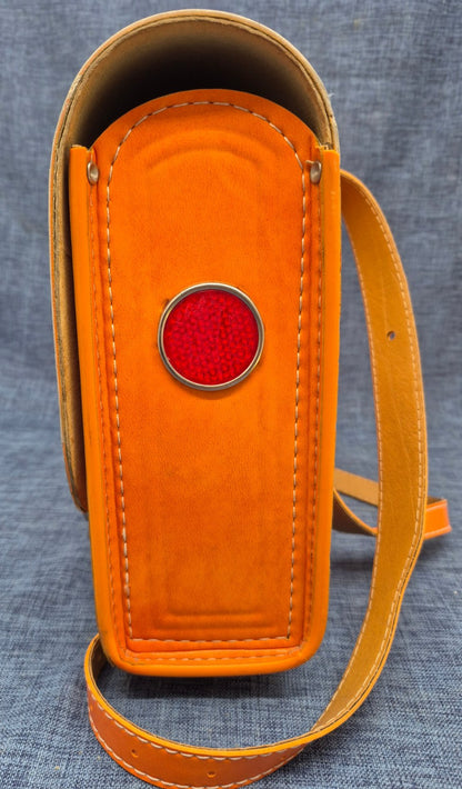 Vintage Schulranzen Walt Disney Robin Hood 70er Leder orange Rarität Sammler
