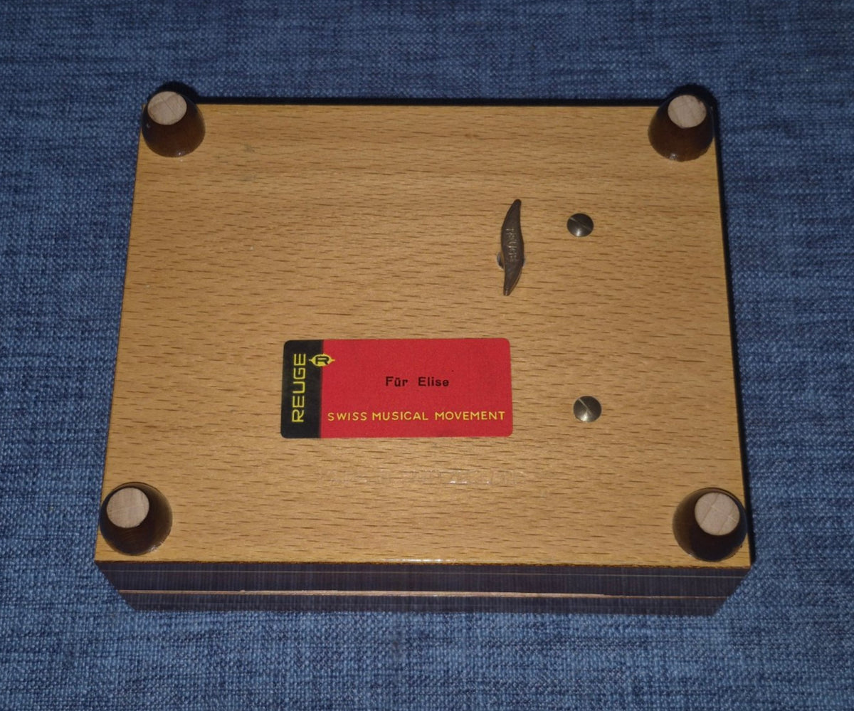 REUGE Spieluhr Holzbox Intarsien "Für Elise " Swiss Musical Movement Vintage