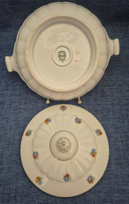 Thomas Bavaria Suppenterrine Porzellan Blumendekor Goldrand 4286 1950/60er