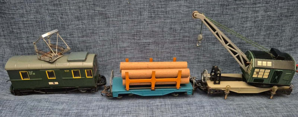 Biller Blecheisenbahn Konvolut Uhrwerk Lok 500 Waggons Kran Spur 0 Mid Century
