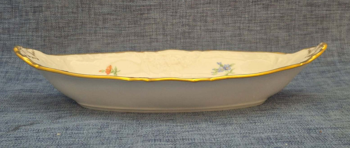 KPM Berlin Porzellan Schale oval Blumendekor Schmetterlinge Goldrand Antik