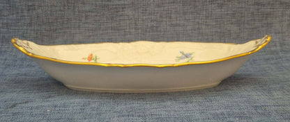 KPM Berlin Porzellan Schale oval Blumendekor Schmetterlinge Goldrand Antik