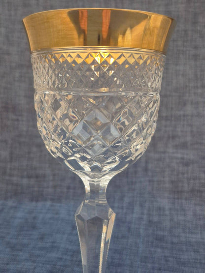 Josephinen Hütte, Serie: Ernestine, 4 Weingläser, 24 Karat Golddekor