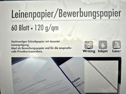 Zebra Leinenpapier Bewerbungspapier A4 120g/qm 60 Blatt 3er Set NEU
