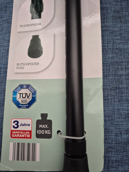 Spazierstock Teleskop höhenverstellbar 735-990mm Handschlaufe schwarz NEU