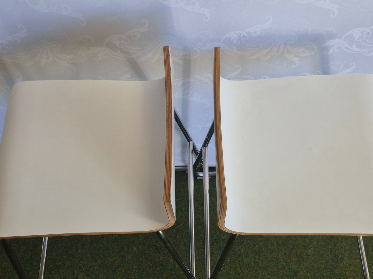 Ikea Sebastian - 2x Barhocker Holz Schichtholz weiß Chromgestell