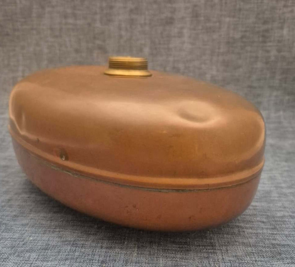 Wärmflasche Kupfer oval Messing Verschluss Bettflasche Bettwärmer alt