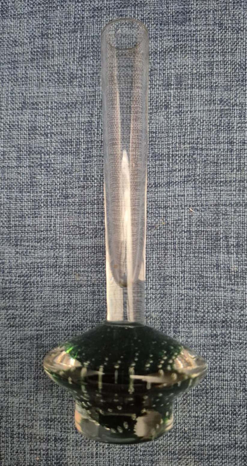 Orchideenvase - Solifleur Vase - Bubble-Glas - Smaragdgrün/klar - Mid Century -